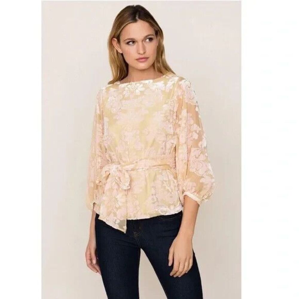 Yumi Kim Women's Kiss and Tell Balloon Sleeve Tie Top Sz XS NWT 138